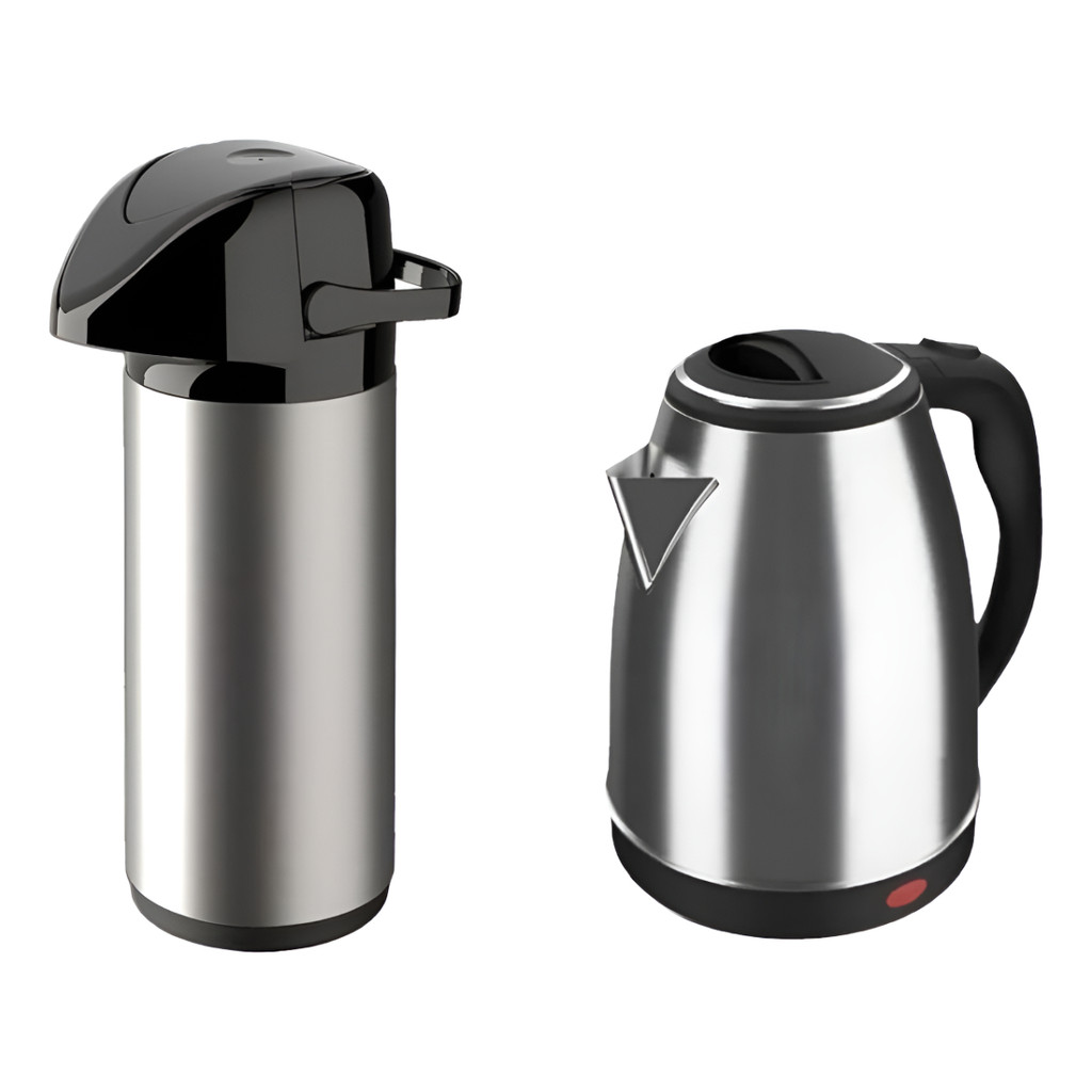 Kit Chaleira Jarra Elétrica 1,8l + Garrafa Térmica Inox 1l Água Café Chimarrão Chá