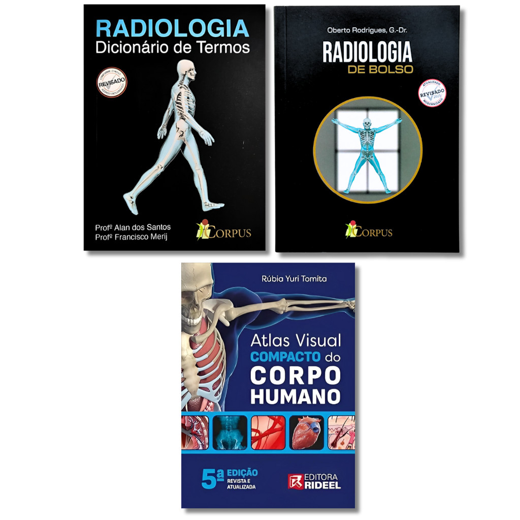 Radiologia Técnicas de Bolso + Dicionário Termos + Atlas Compacto Corpo Humano