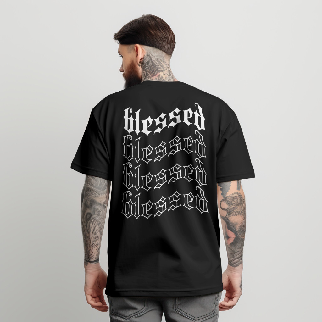 Camiseta Unissex Oversized Plus Size Feminina Masculina Streetwear  Unisex 100% Algodao  Blessed Abencoado