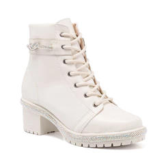 Bota Coturno Feminino Stessy Shoes Cano Curto Strass Tratorada Saltinho Confortável Blogueira