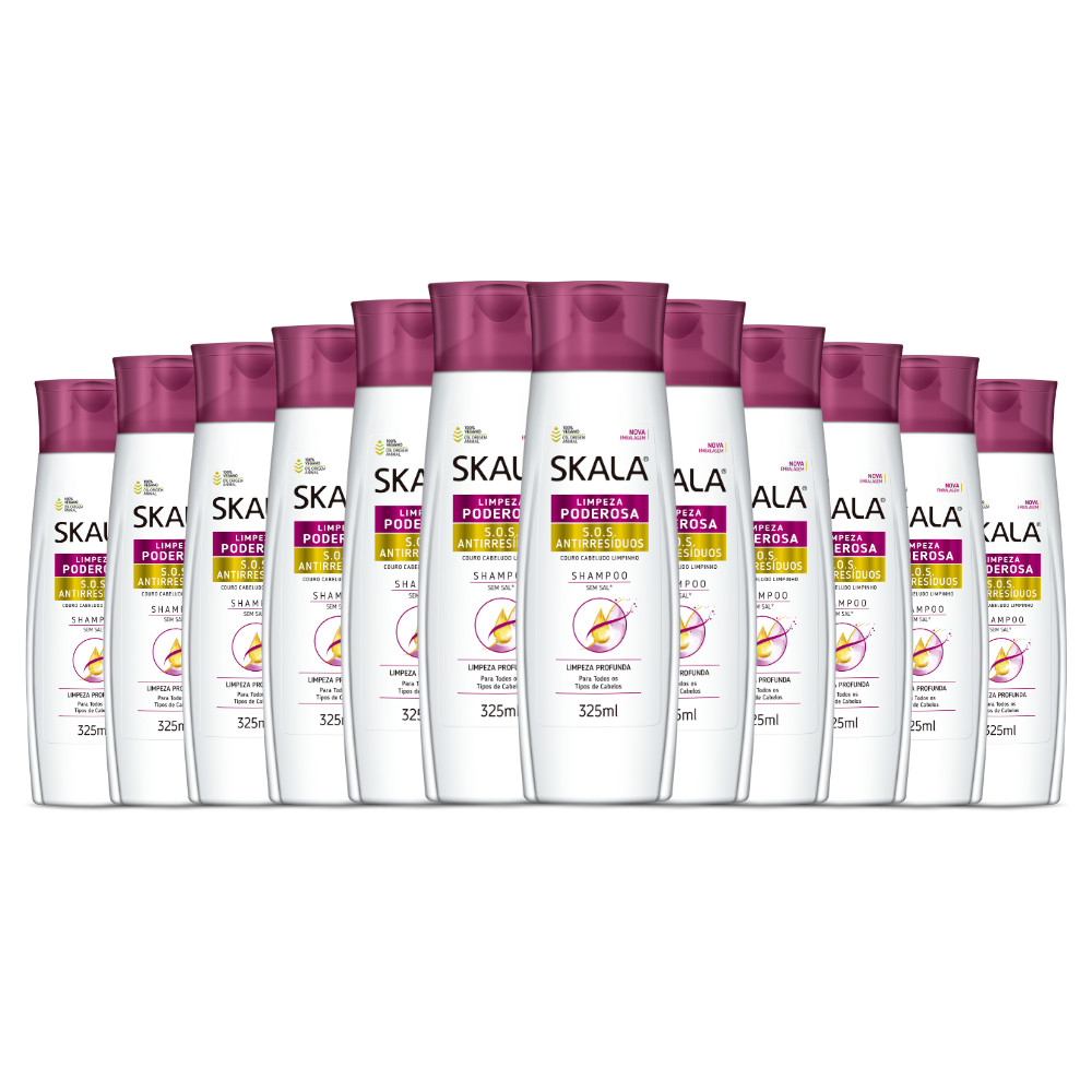 Kit 12 Shampoo Para Cabelo S.O.S Anti-Resíduo Vegano Skala em Oferta na Shopee