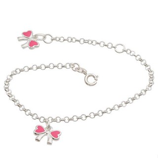 Pulseira infantil lacinho colorido prata 925 com extensor