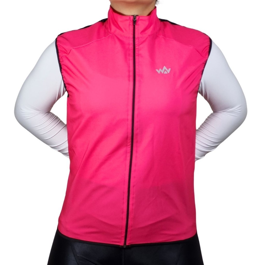 Colete Corta-Vento Ciclismo a Prova de Vento Pink Unissex WV Team