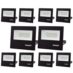 10 Refletor Slim 20w Led Prova dágua Branco Frio Avant