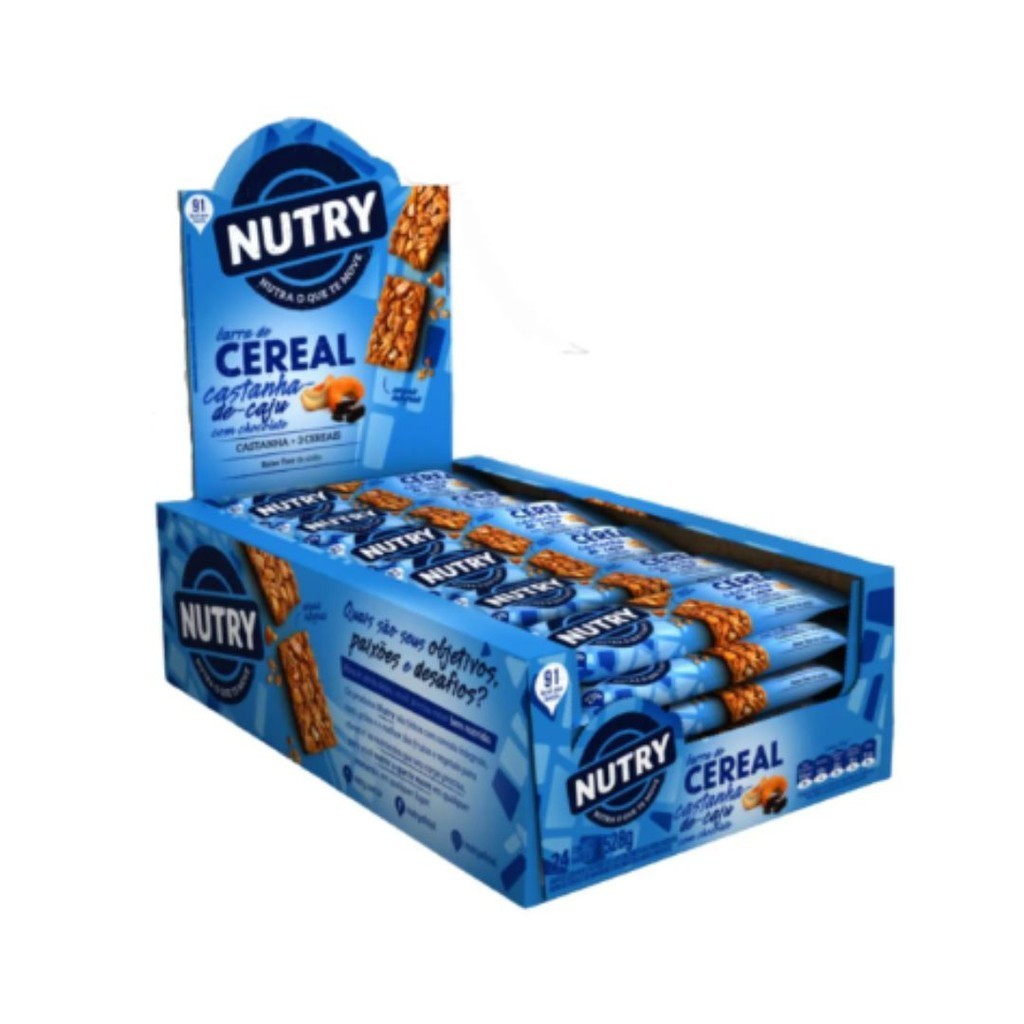Barra de Cereal Nutry Castanha de Caju c/ Chocolate 22G C/12 unidades
