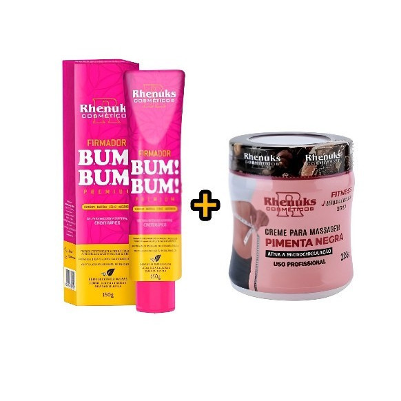 Kit Gel Firmador De Bumbum Barriga Coxas E Abdômen 150g + Gel Redutor De Medidas Pimenta Negra 200g