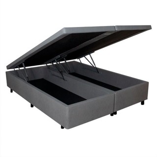 Base Box Baú King 193x203x42cm em Courino com Pistão a Gás em Oferta na Shopee