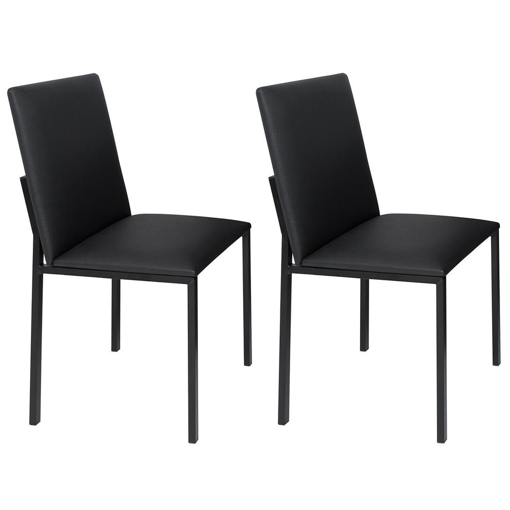 Conjunto 2 Cadeiras Industrial Aço e Corino Preto Dubai 2