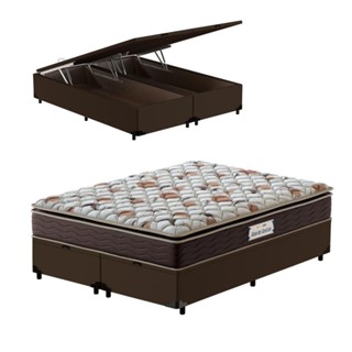 Cama Box Baú Queen Marrom + Colchão de Espuma D45 - Probel Guarda-Costas ProForce Plus 158x198x70cm em Oferta na Shopee