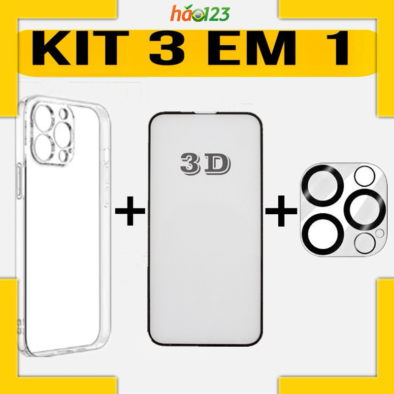 Kit 3 em 1 Capa Capinha Transparente + Película De 3D + Película De Camera Para Iphone 11 12 13 14 14 Max 14 Pro Max