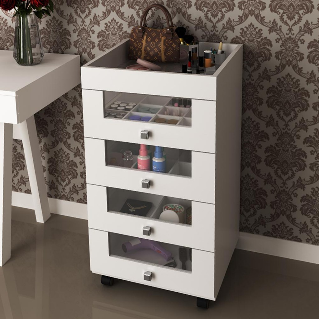 Penteadeira Carrinho Maquiagem Pe2009 Branco - Tecno Mobili em Oferta na Shopee