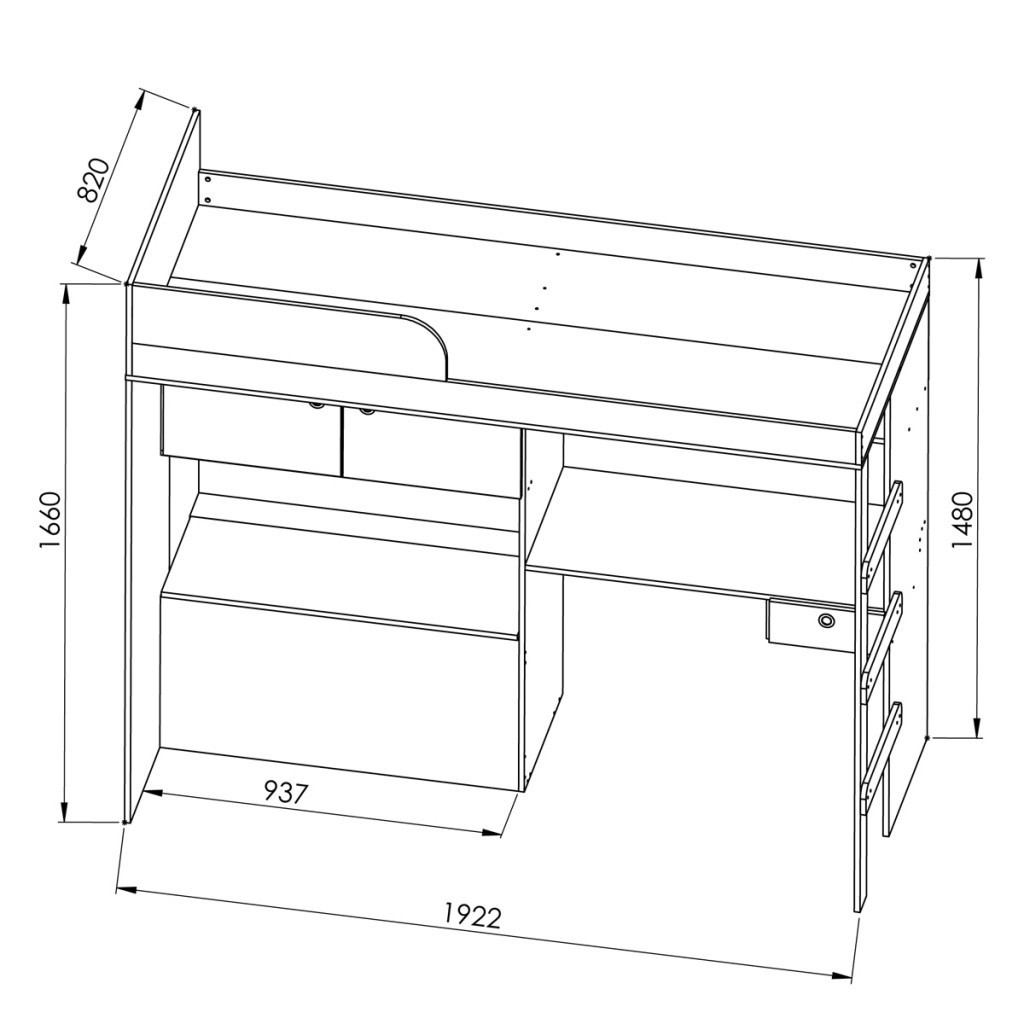 Cama Infantil Multifuncional com Baú Lion CM9090 Montana — imagem 2 de 2