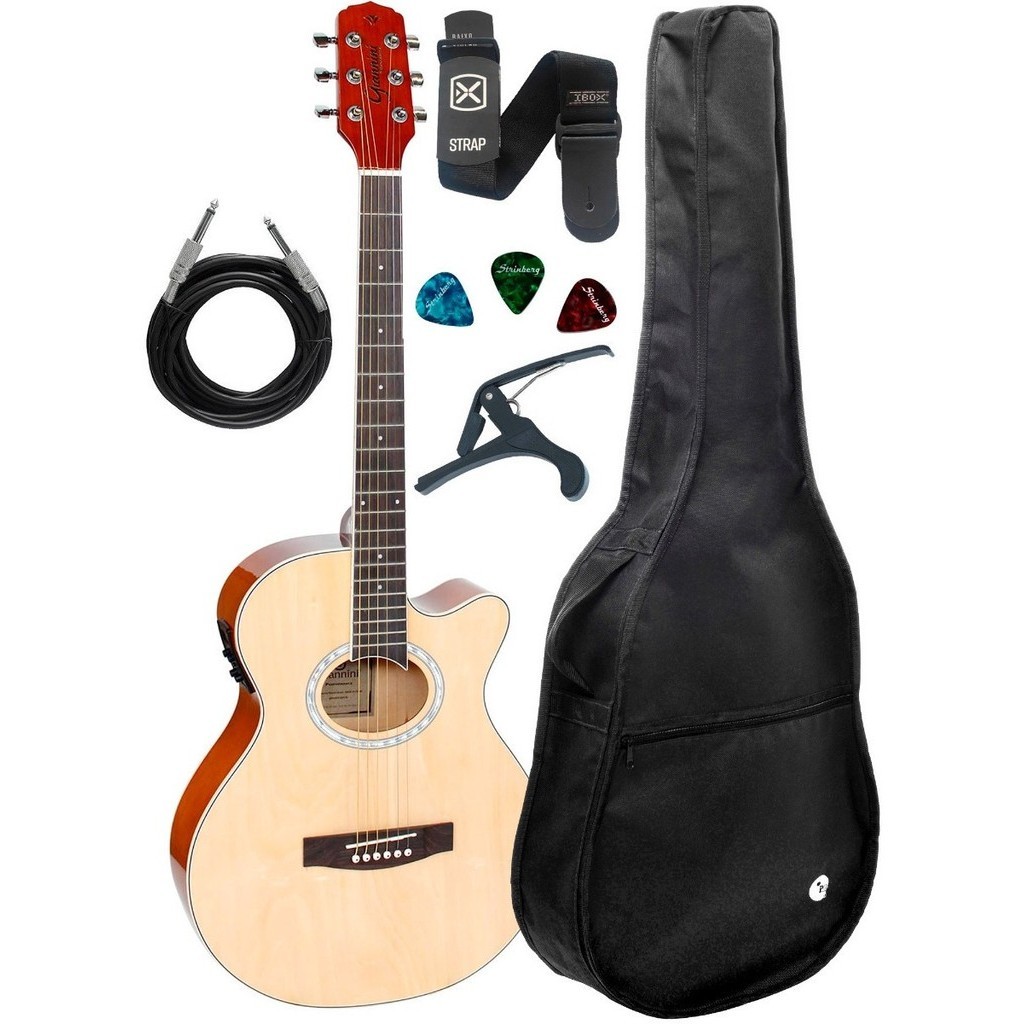 Violão Elétrico Giannini Gsf-1d Natural Kit Capa Completo