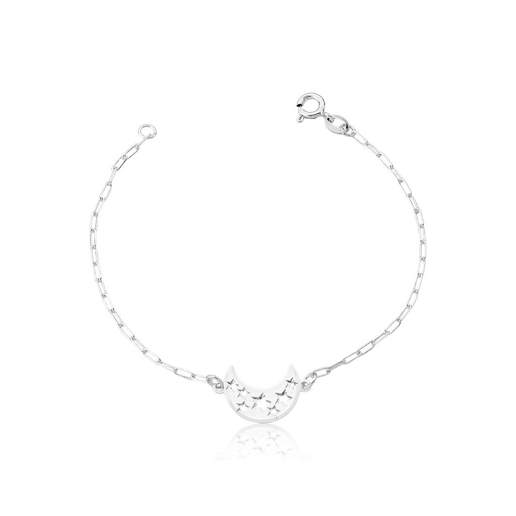 Pulseira Prata 925 Lua com estrelas vazadas - Fashion Accessories