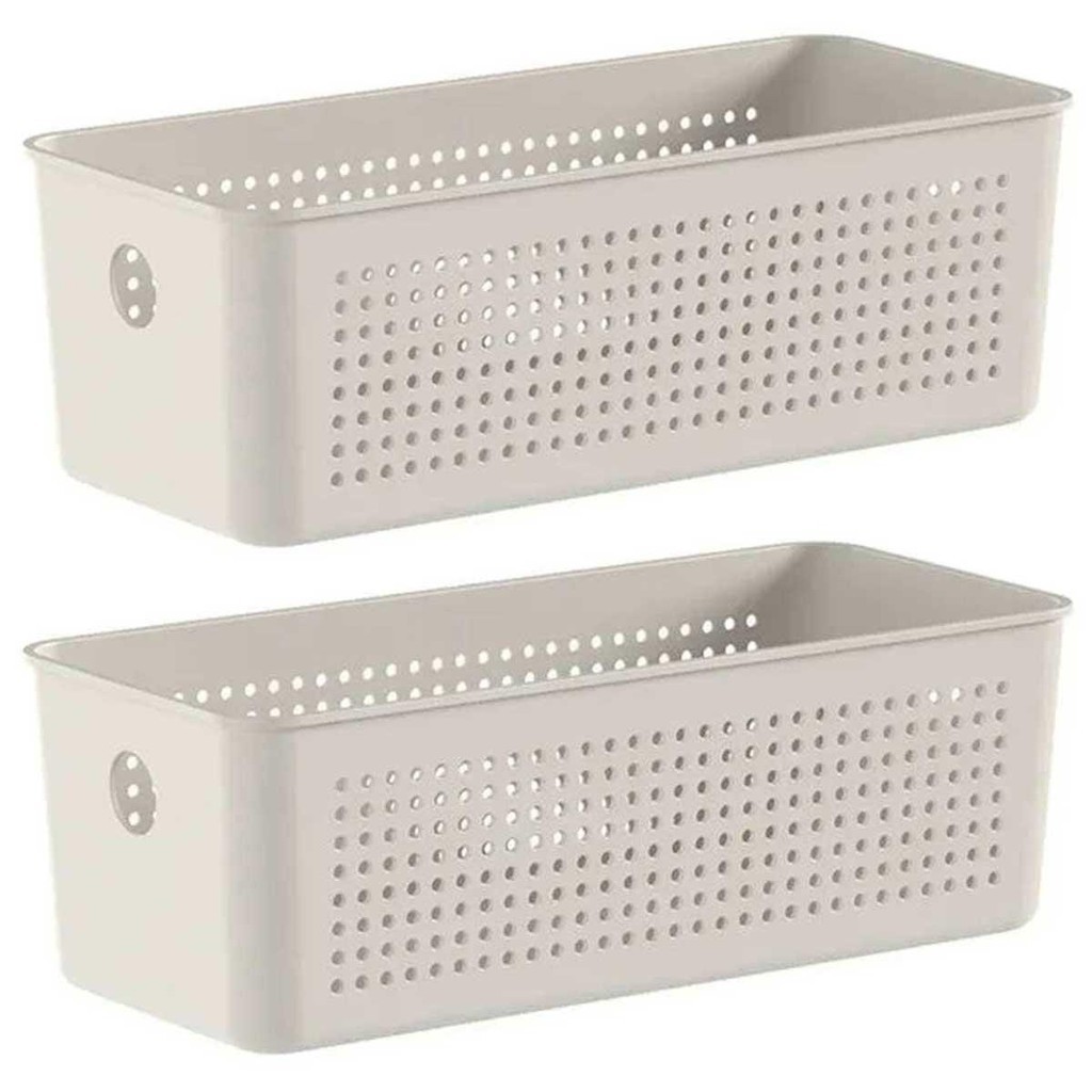 2x Cesto Caixa 3L Organizador OU Flow Bege 9cm x 12cm x 27cm em Oferta na Shopee