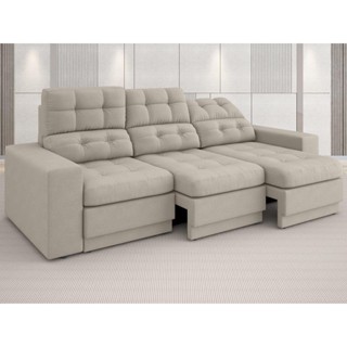 Sofá 3 Lugares Net Jobim Assento Retrátil e Reclinável Areia 2,05m (L) em Oferta na Shopee