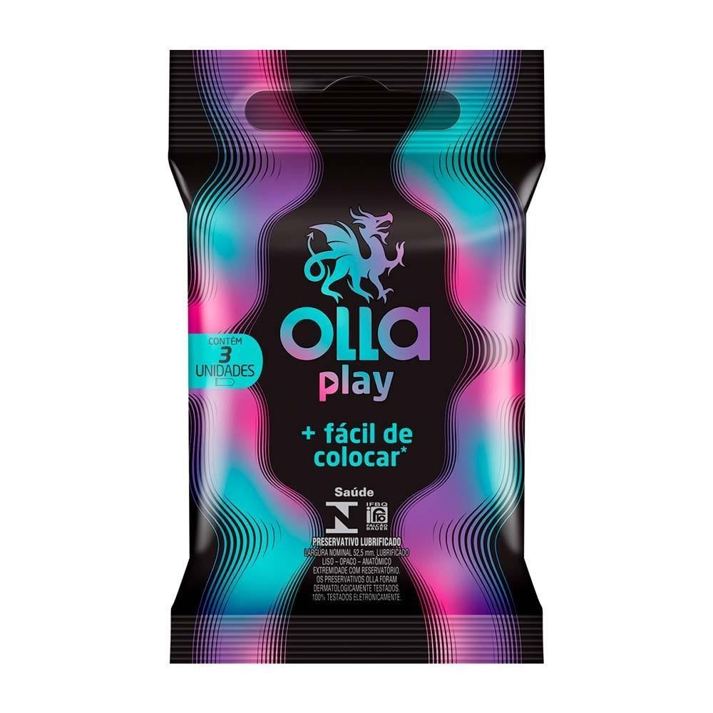 OLLA PRESERVATIVO PLAY COM 3 UNIDADES - Health