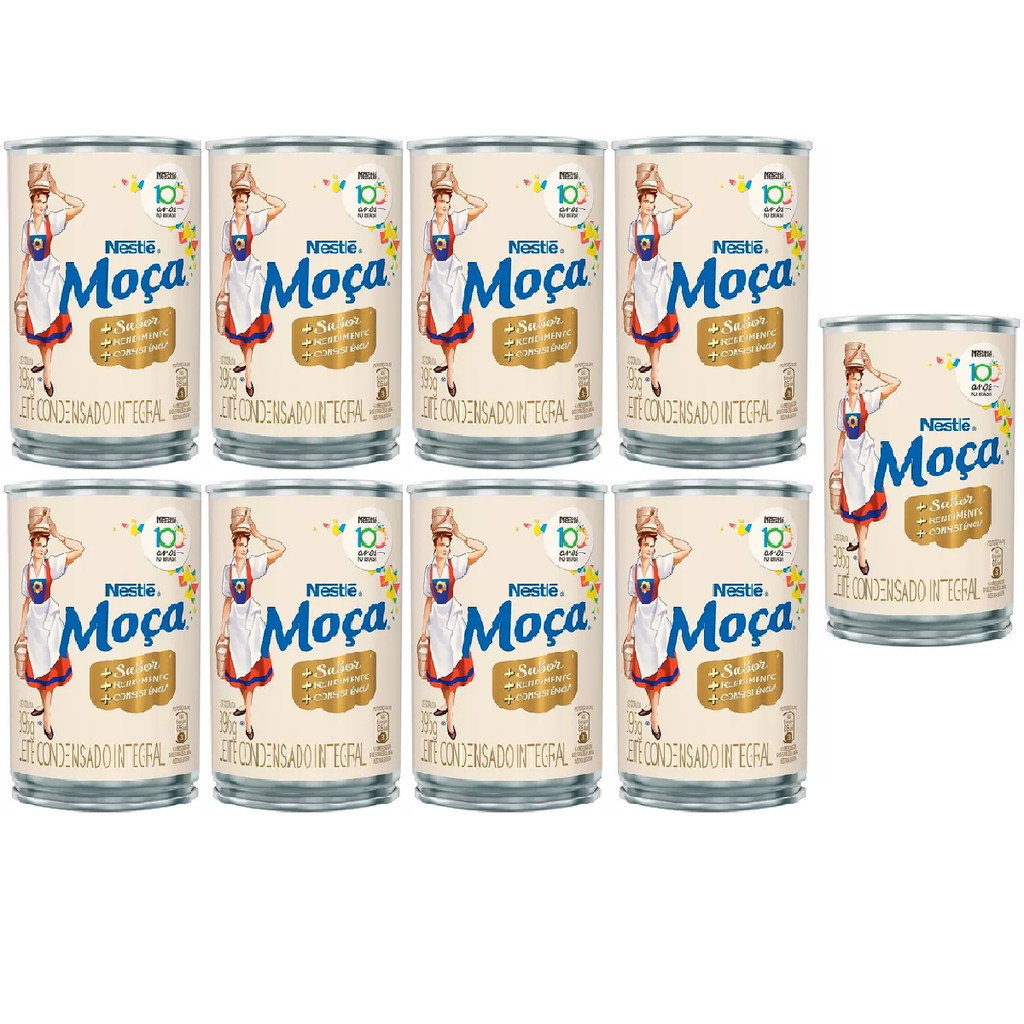 KIT 9 LEITE CONDENSADO NÉSTLE MOÇA INTEGRAL 395GR LATA