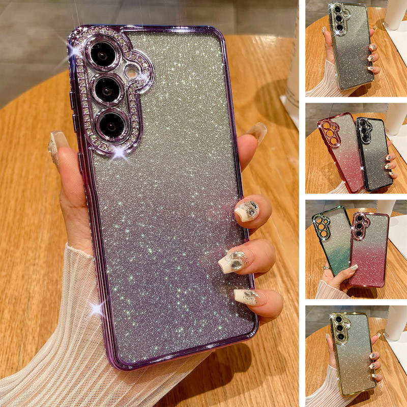 Luxo Gradiente Cor Chapeamento Claro Bling Glitter Strass Diamante Caso Para Samsung A07 A17 A16 A26 A36 A56 A15 A25 A24 em Oferta na Shopee