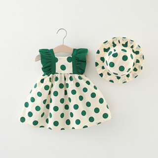 Vestido De Bebê Para Menina Costas Polka Dot Princess De Alta Qualidade Enviar Chapéu em Oferta na Shopee