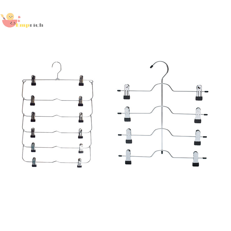 EMCH > 6 Camadas Saia Calças Shorts Cabides Economia De Espaço Deslizamento Armazenamento Metal Rack Novo
