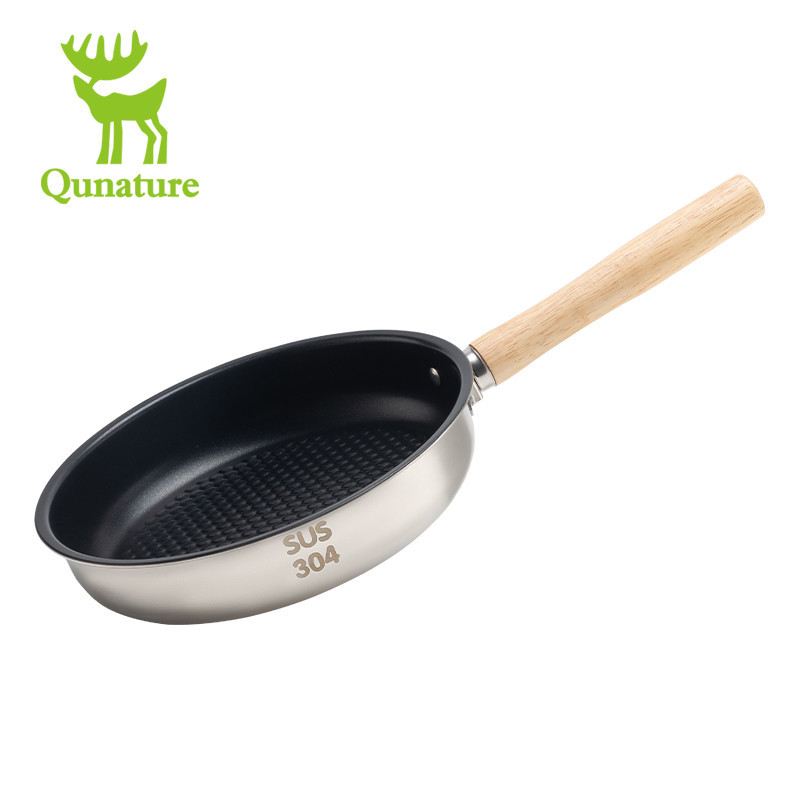 Frigideira Qunature Frying Panela Exterior 304 De Aço Inoxidável De Fundo Plano Com Cabo Destacável Ferramentas Para Camping Picnic Hiking