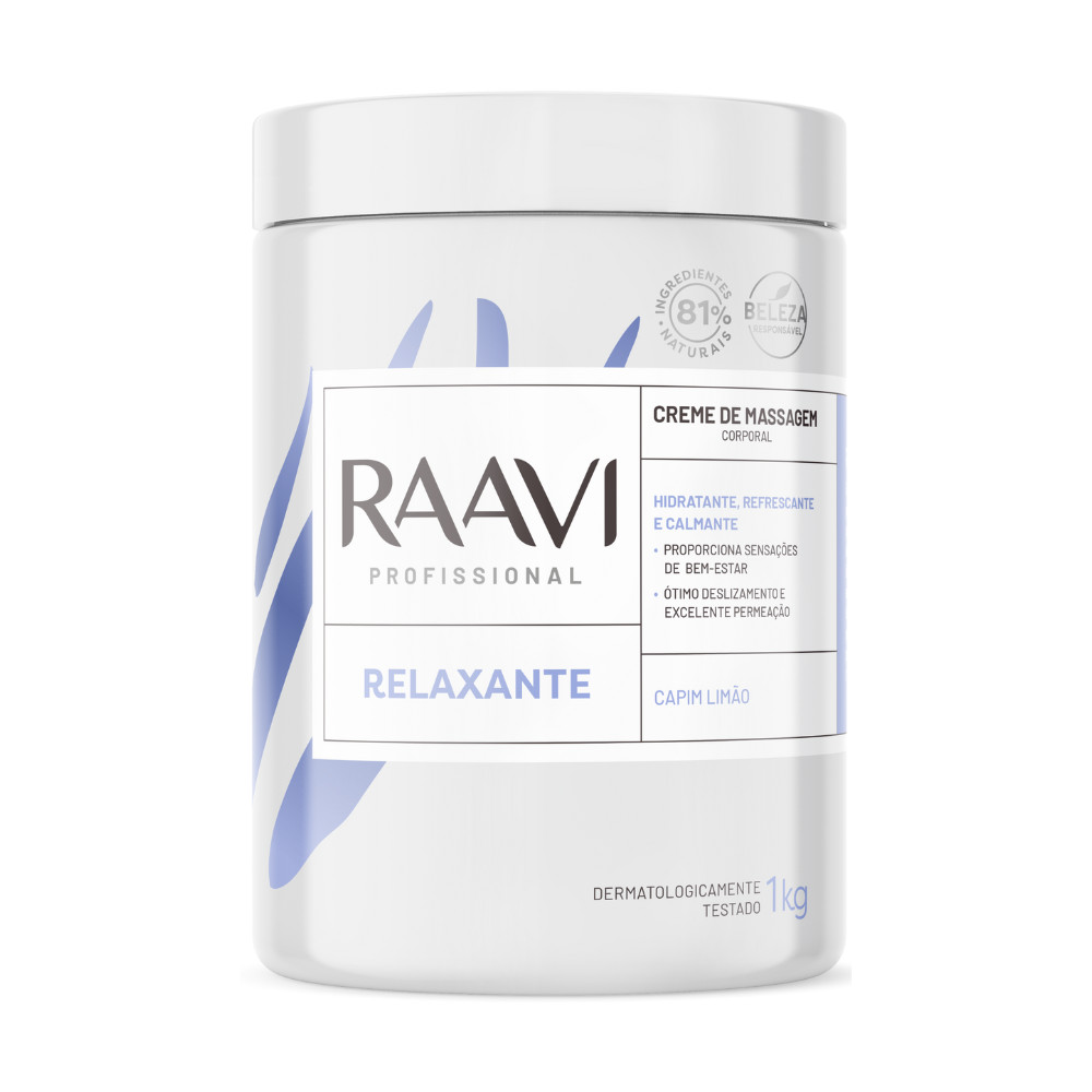 Creme Massagem Relaxante Corporal Capim Limão Raavi 1Kg - Beauty