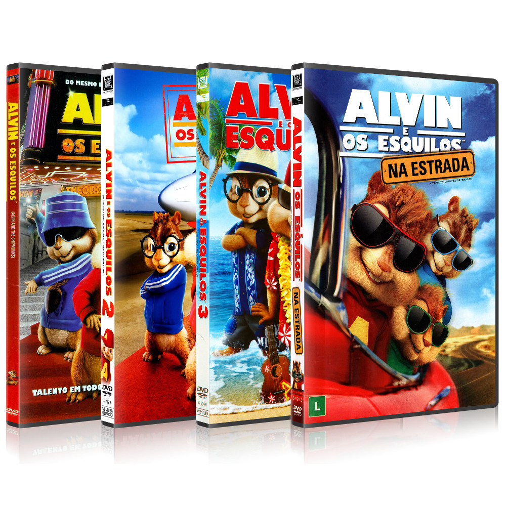 DVD Filmes Alvin e os Esquilos (2007, 2009, 2011 e 2015) - Alta Qualidade *PROMOÇÃO*