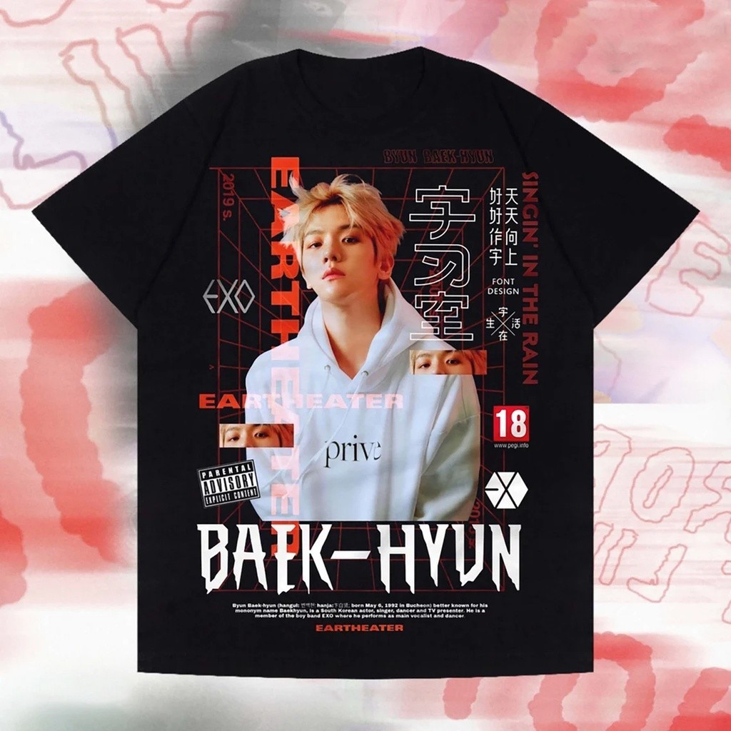 Camiseta Camisa T-shirt Unissex Algodão Baekhyun Grupo Exo Byeon Baek Hyeon Kpop