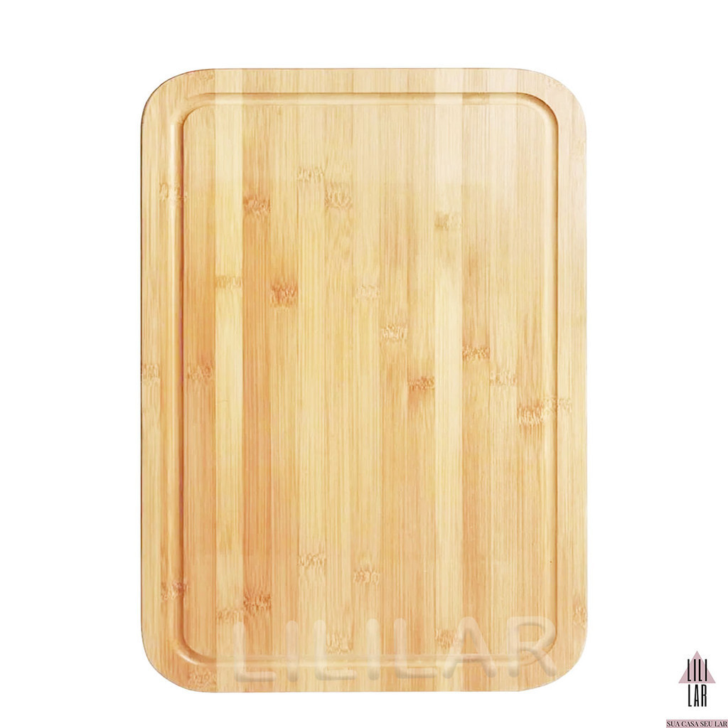Tabua de Bambu Corte Carne Legumes de Retangular 28x20cm