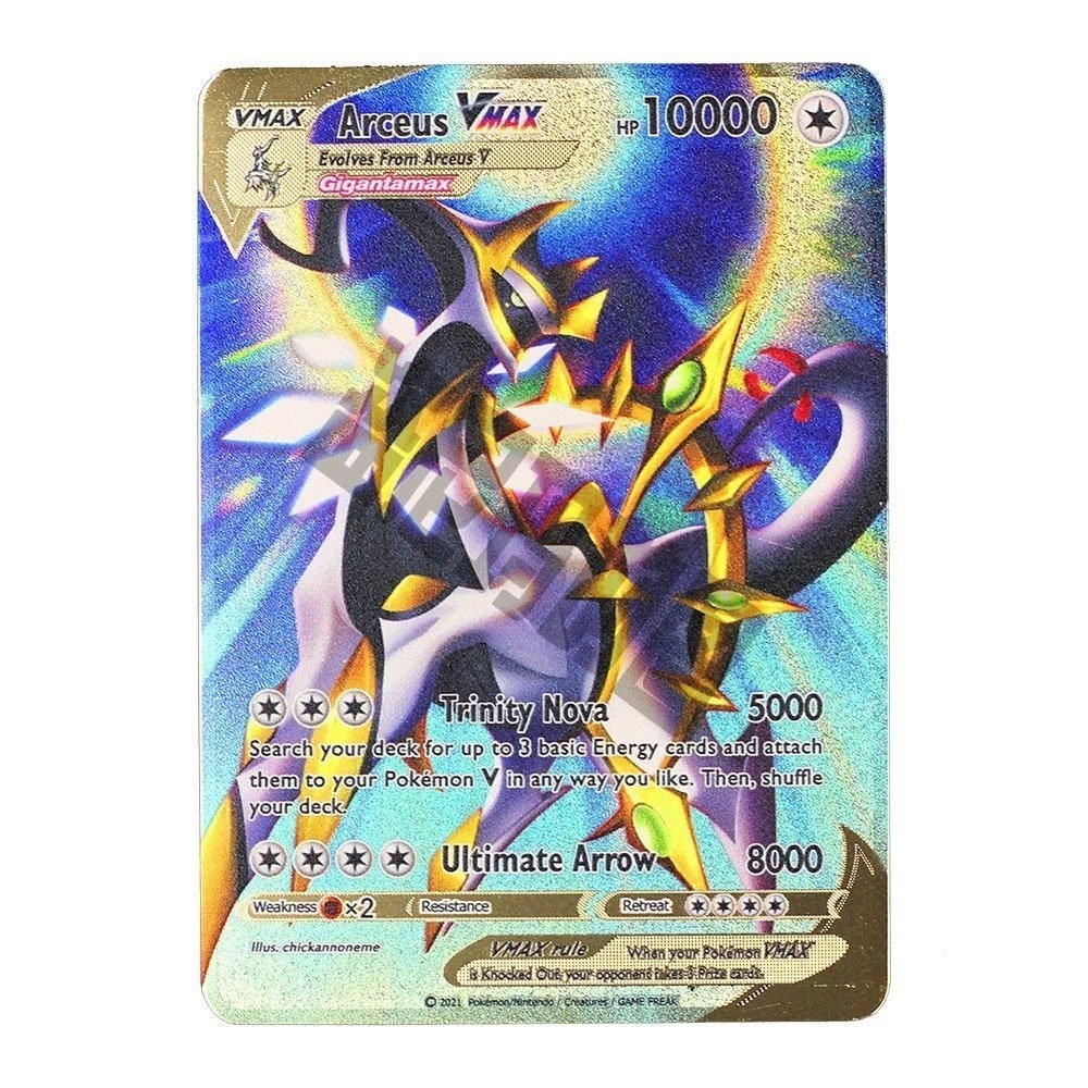 Arceus Vmax 10000 Ponto Pokemon Cartão Metal Cartão DIY Pikachu Charizard Gold Edição Limitada Jogo Cartão Collector Pre