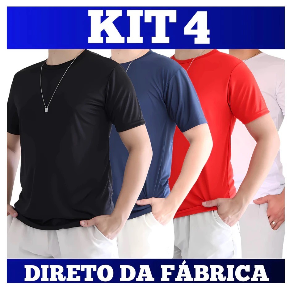 KIT 4 Camiseta Dry Fit Masculina Academia 2025- Super proteção de pele