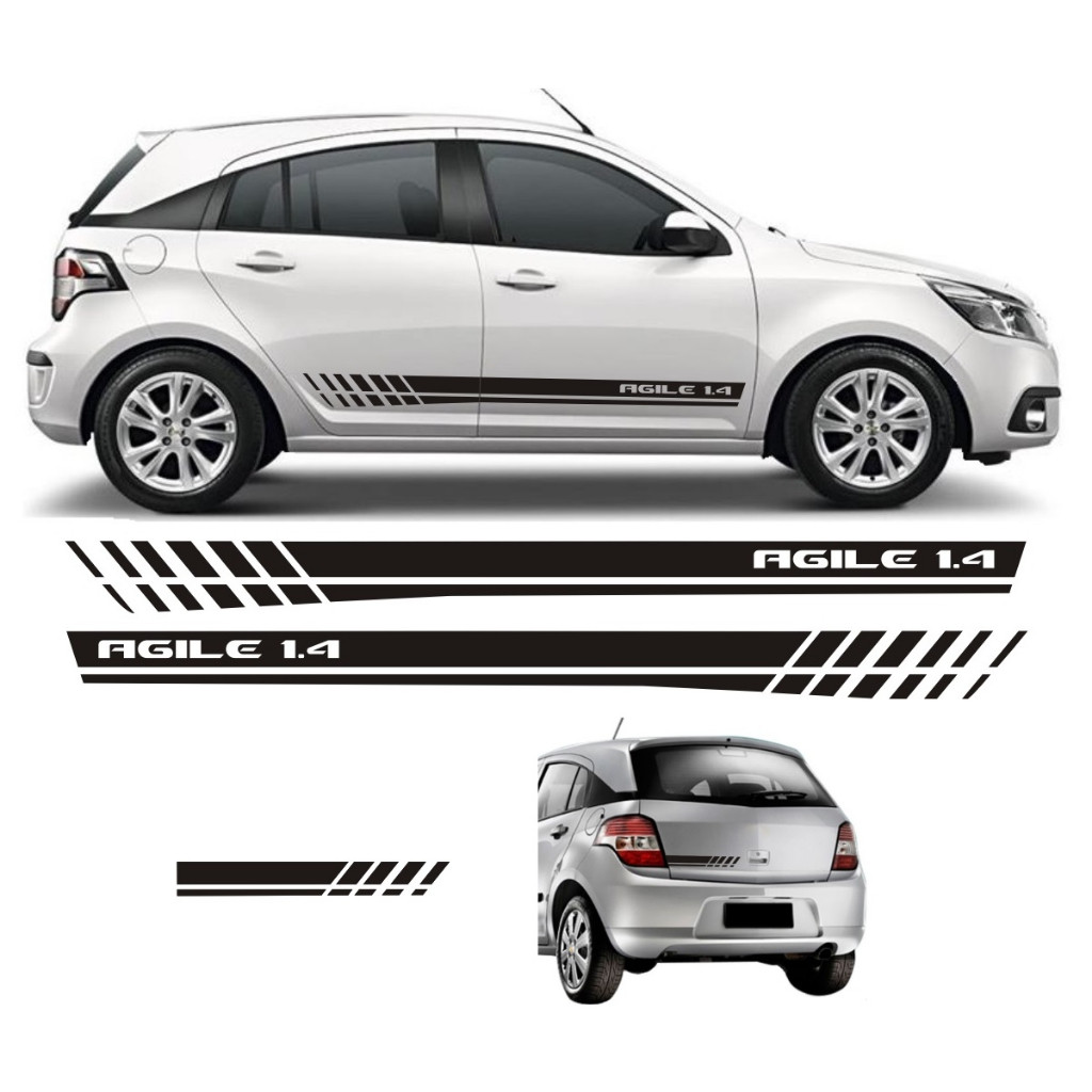 Faixa Lateral Para Gm Agile Adesivo Ag2 E Traseira Ls Lt Ltz Tuning Esportivo