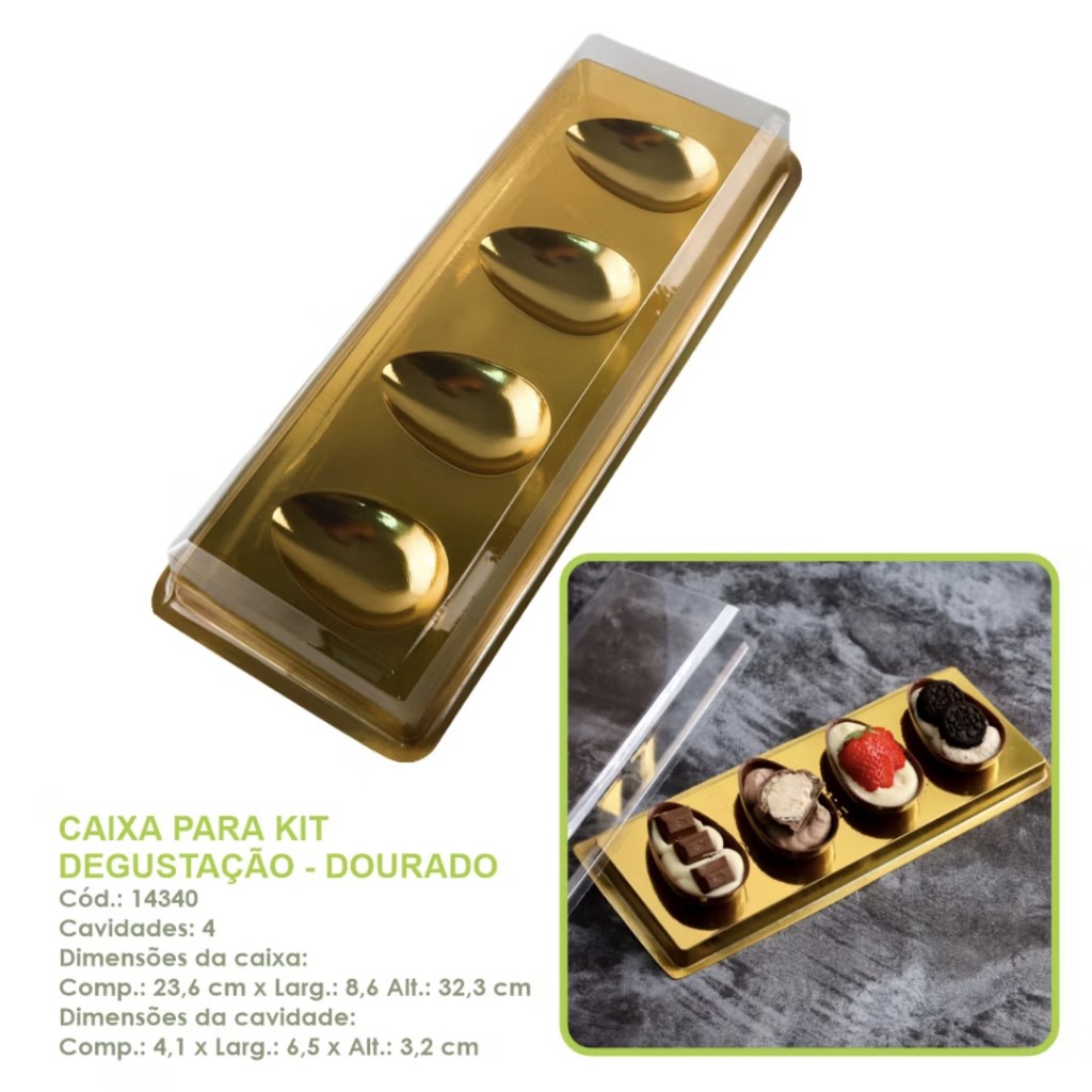 20 CAIXA P/ KIT DEGUSTAÇÃO MINI OVOS 50G - DOURADO BWB 14340 BWB EMBALAGEM
