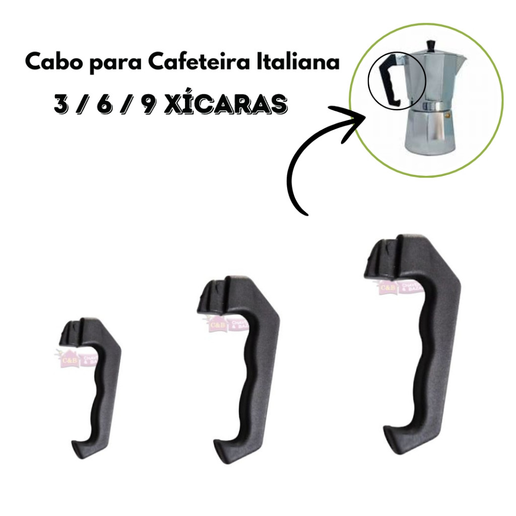 Cabo Alça Baquelite Cafeteira Italiana 3 / 6 / 9 Cafés