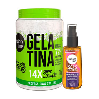 Kit Salon Line Gelatina Super Definição 1Kg + Óleo Capilar Super Óleos 42ml em Oferta na Shopee