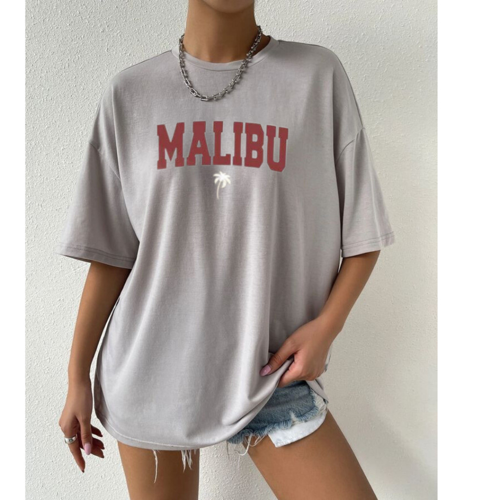 Camisetão Largo Oversized Malibu Gola Redonda Tendência Streetwear Envio Rapido