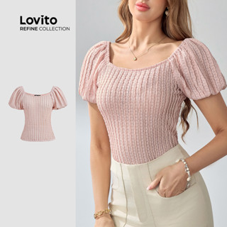 (Lovito Refine) Blusa Casual Lisa Básica Blusa De Verão/primavera Para Mulheres LR2LD079 em Oferta na Shopee