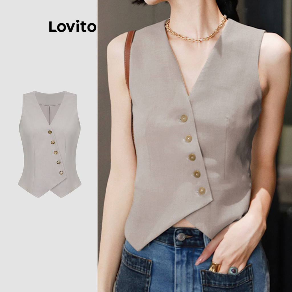 Lovito Casual Simples Assimétrico Regata para Mulheres L120ED215 - Women Clothes