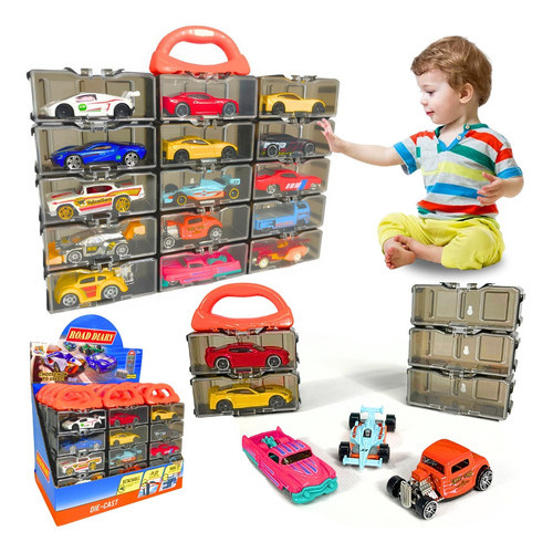 Kit 15 Carrinhos De Ferro Porta Maleta Compatível Com Hotwheels em Oferta na Shopee