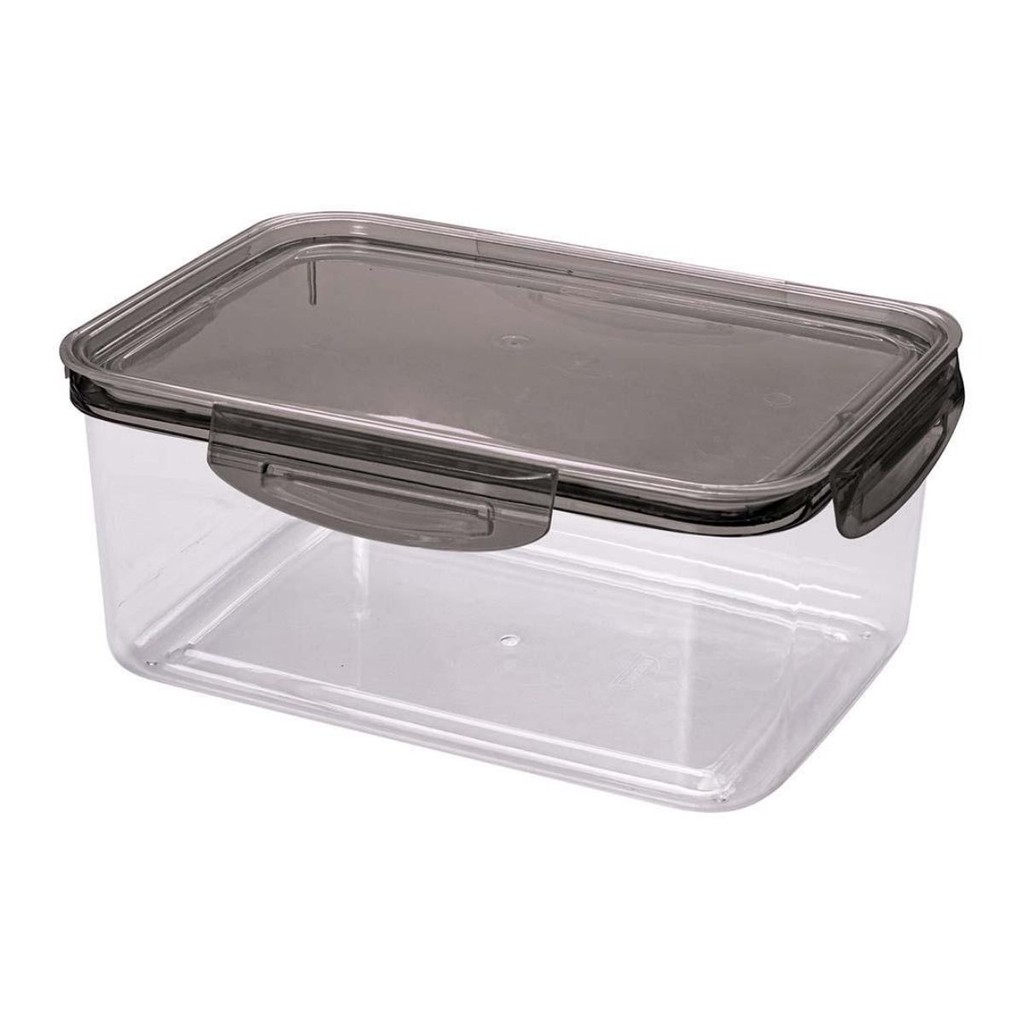 Pote Hermético com Travas 2,6L Plasútil Borracha Preto Empilhável Alimentos Modular Geladeira Comida