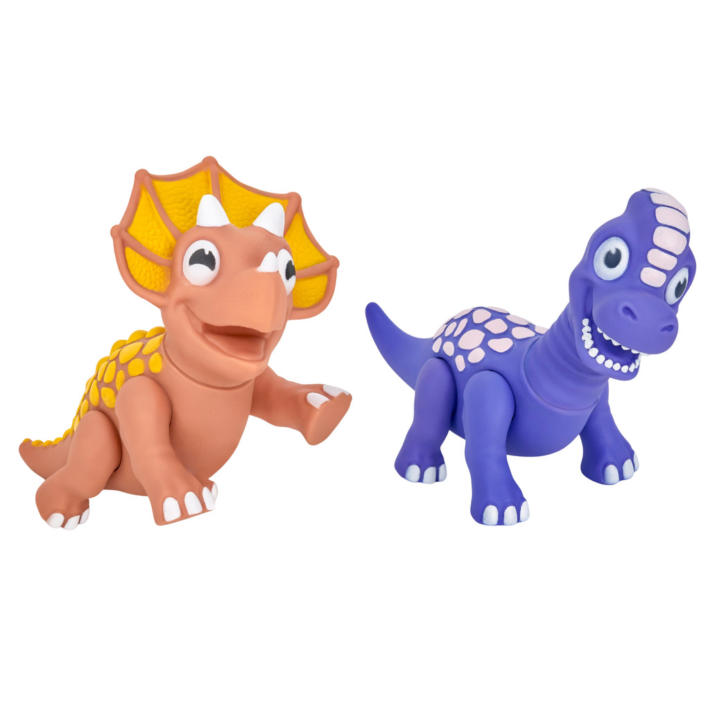 Kit 2 Dinossauros Infantil Vinil Macio Brinquedo Dino Triceratops e Braquiossauro Articulado Mordedor - Puff Toys em Oferta na Shopee