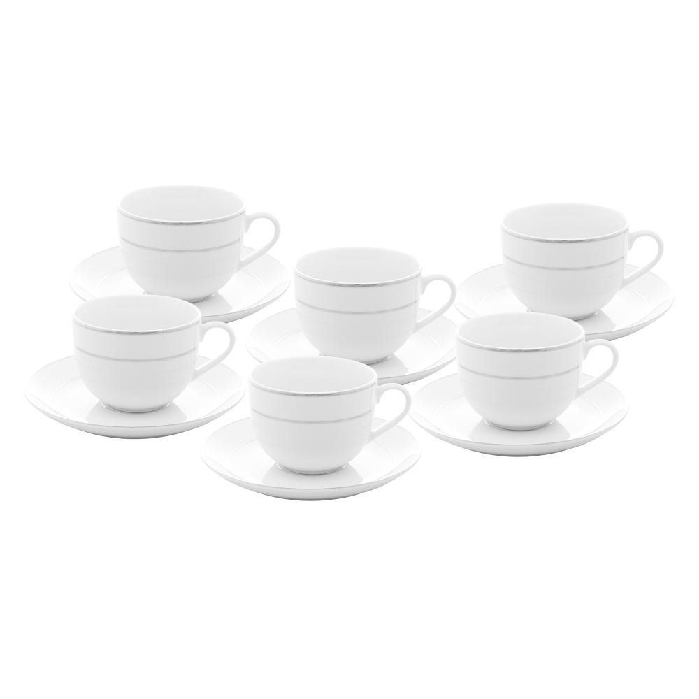 6 Xícaras de Chá Wolff de Porcelana com Pires Branco 220ml em Oferta na Shopee