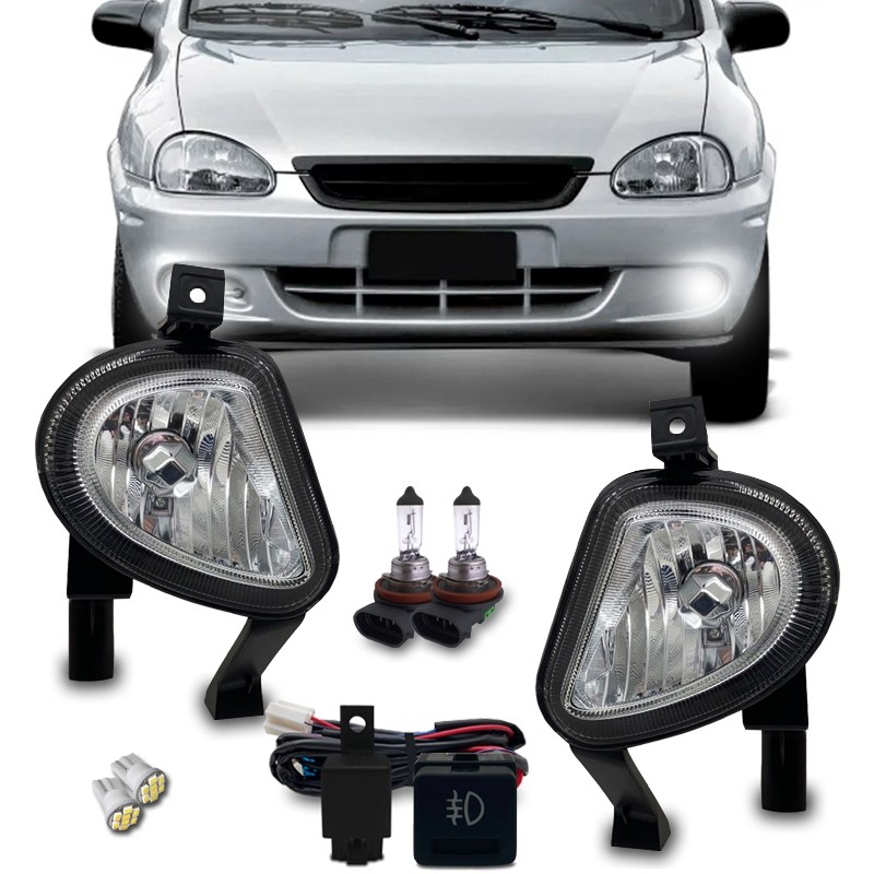 Kit Farol Milha Neblina Corsa Classic Meia Lua 2003 2004 2005 2006 Com Lampadas