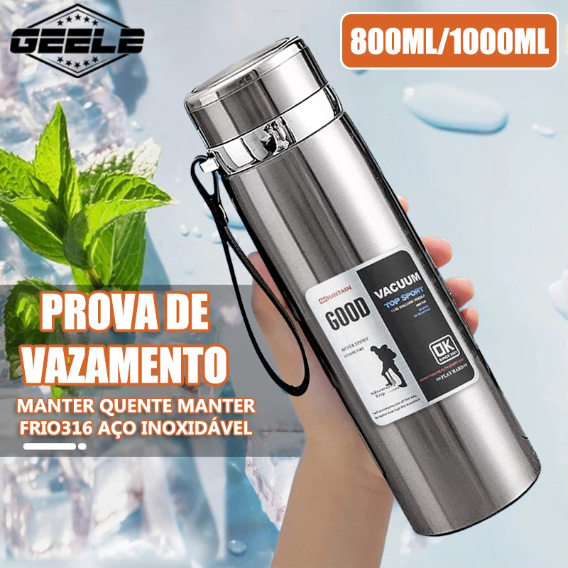 800/1000mlGarrafa térmica a vácuotrês capacidade três  cores de aço inoxidável dupla