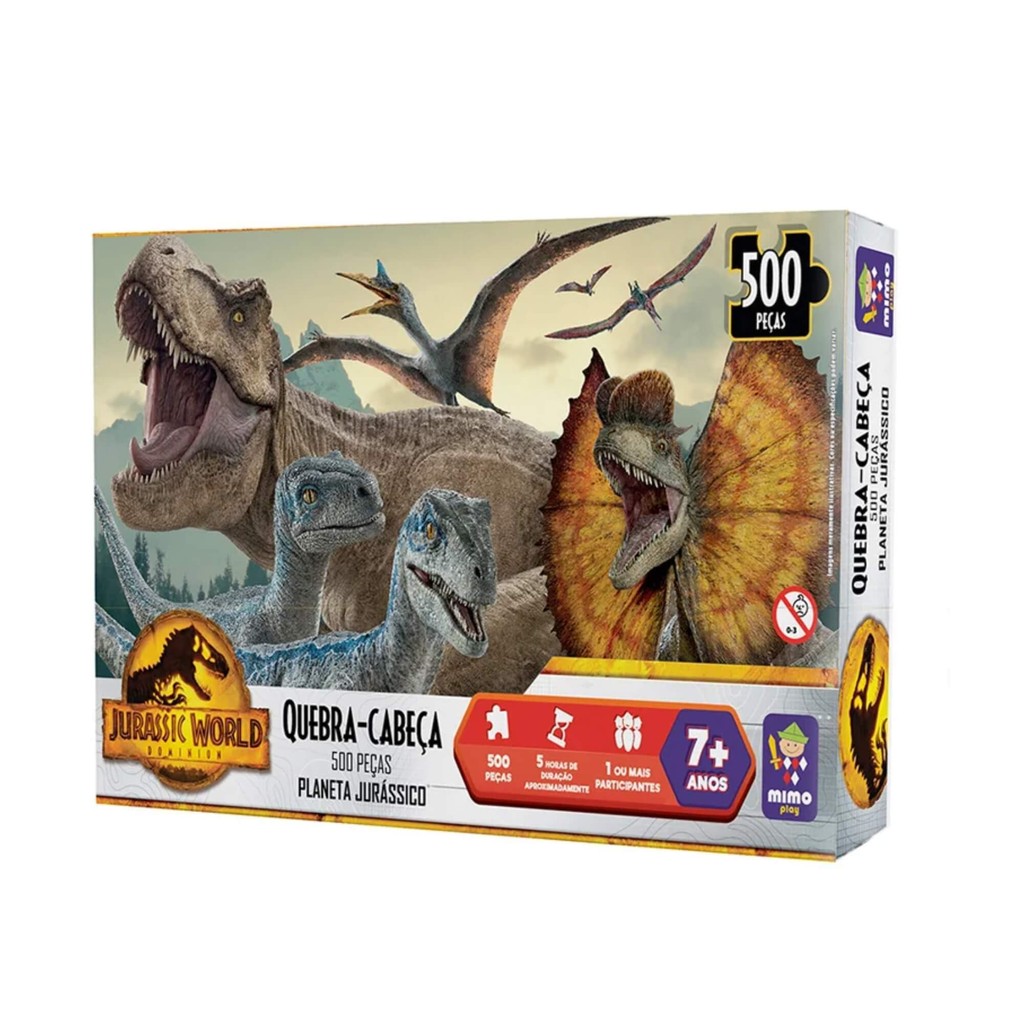 Quebra-Cabeça Puzzle 500 Peças Planeta Jurássico Jurassic World Mimo Toys - 2091