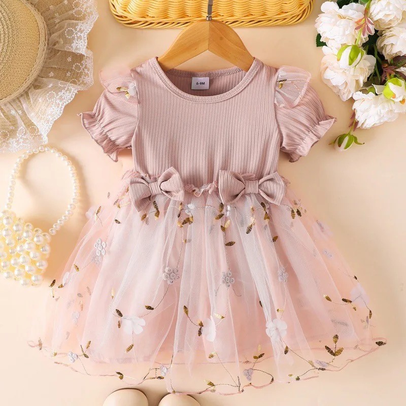 Bcblbl Vestido De Bebê Menina Manga Curta Tulle Tutu Flor Bordado De Batismo Branco Para Aniversário
