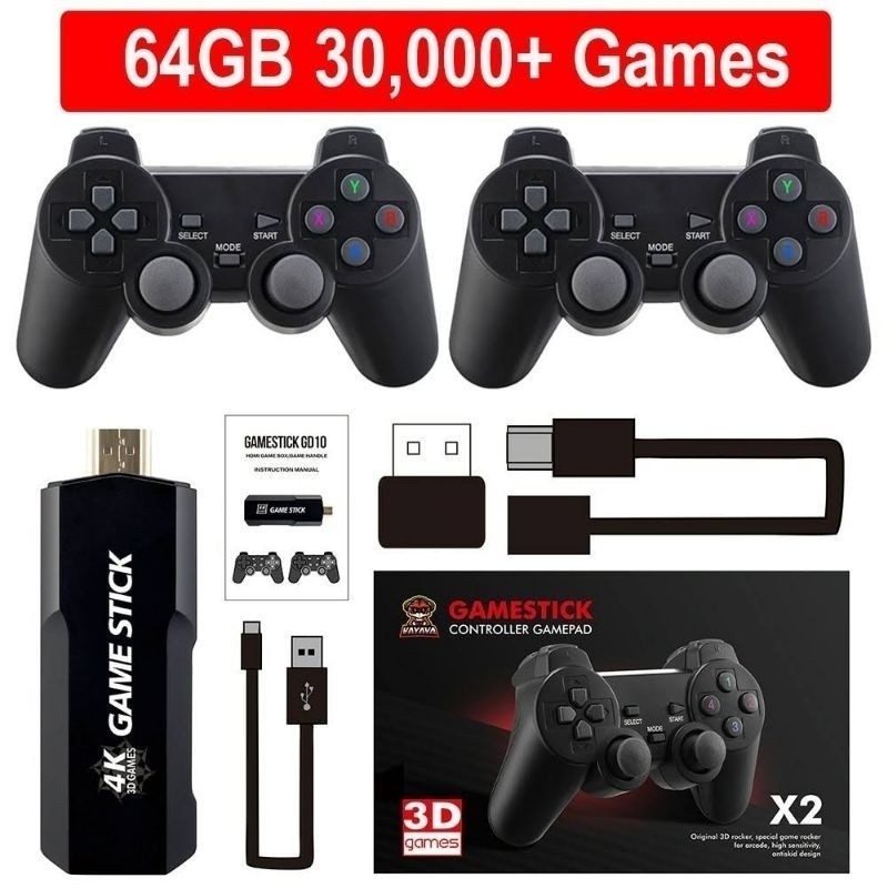 Video Game Stick 2-Console 4k 64GB X2/K8 37000 MIL Jogos+2 Controles a Pronta Entrega Jogos Retrô Para PSP PS1 GBA MM