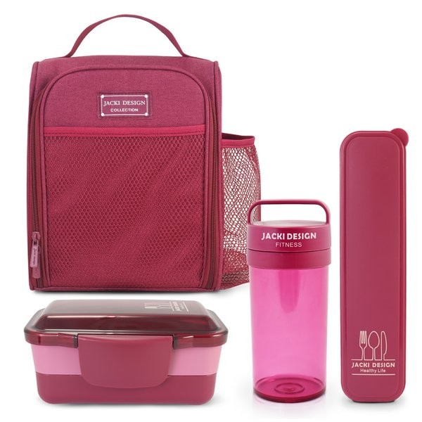 Conjunto Bolsa Térmica C/ Bolsos e Pote de Marmita, Garrafa 430 ml e Porta Talheres