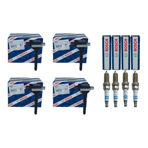 Jogo Kit com 4 Bobina e 4 Vela Original  Bosch Livina Sentra Tiida Versa March Kicks Grand Livina em Oferta na Shopee